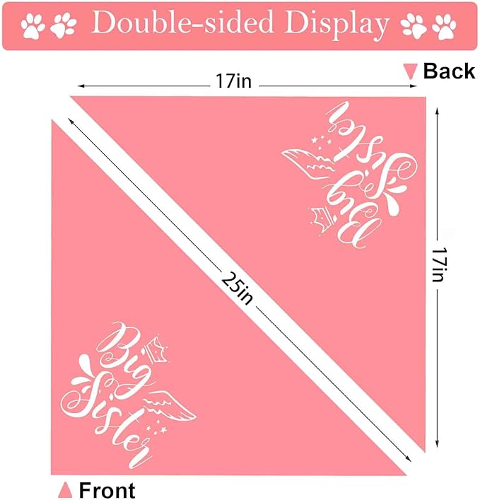 Big Sister Big Brother Dog Bandanas, Adjustable Double Sided Pet Bandana for Pregnancy Announcement, Triangle Scarf for Small Medium Large Dogs, Puppy Sibling Reveal Accessories 2 Pack