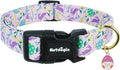 Easter Dog Collar, Spring Easter Egg Print Dog Collar with Purple Rabbit, Adjustable Cotton Puppy Collars Girl Boy Collar for Small Medium Large Dogs -M