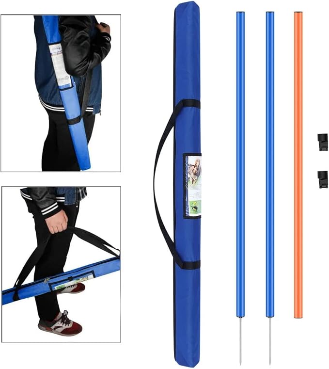 PAWISE Dog Agility Training Equipment, Pet Training Hurdles & Weave Poles Set with Adjustable Jump Bar, Outdoor Dogg Obstacle Course for Backyard Exercise, Portable Dog Agility Kit with Carry Bag