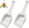 2 Pack Large Cat Litter Scoop Set with Bee-Shaped Wand Toy Refill, Heavy Duty Cat Scooper for Litter Box with 7mm Wide Large Holes, Long Handle & Hanging Hook, Kitty Litter Box Cleaning Tool