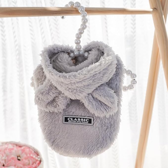 Selena Cat Bunny Ears Costume Cute Dog Kitten Hoodies Sweater Rabbit Ears Puppy Pet Apparel (X-Large,Gray)