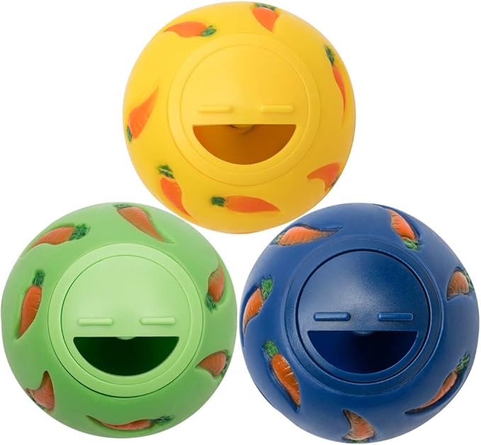 Niteangel Treat Ball, Snack Ball for Guinea Pigs, Rabbits, Hedgehogs and Other Small Pets (Small, Yellow, Blue & Green)