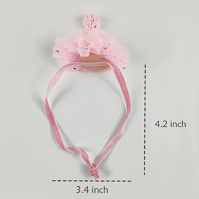 Birthday Hat Scarf Set for Pet Puppy Cat, Cute Lace Bandana Bib Scarf Crown Hat Princess Costume for Cats Small Dogs,Pink Outfit for Birthday Party