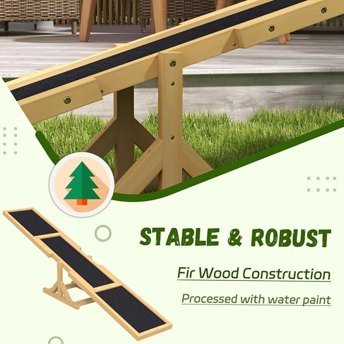 71" Dog Agility Seesaw Outdoor for Training and Exercise, Wooden Platform Dog Agility Training Equipment - Dog Obstacle Course Backyard Run Game Toy (Yellow)