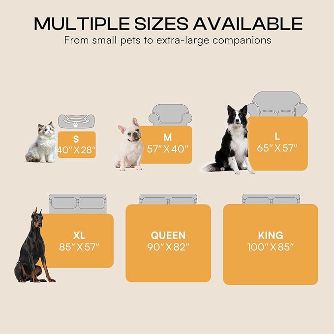 Luciphia Waterproof Pet Blankets for Couch Sofa Bed Cover Cat Liquid Pee Proof Washable Soft Fluffy Large Dog Blanket Reversible Furniture Protection Puppy Grey Paw Thicken King Size（100" x 85"）