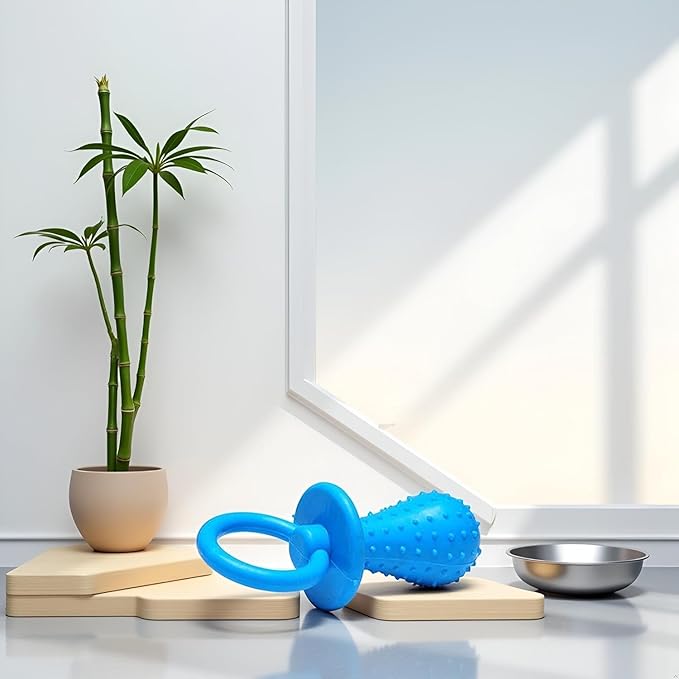 Dog Chew Toy, Blue Bell-Shaped Rubber Pacifier, Bite Resistant Training Toy for Puppies and Cats