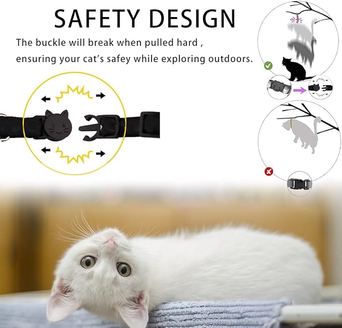 Airtag Cat Collar Breakaway, Safety Kitten Collar with Apple Airtag Holder, GPS Cat Collar with Bell, Lightweigh Tracker Cat Collars for Girl Boy Cats, Kittens and Puppies (Blue Moon)