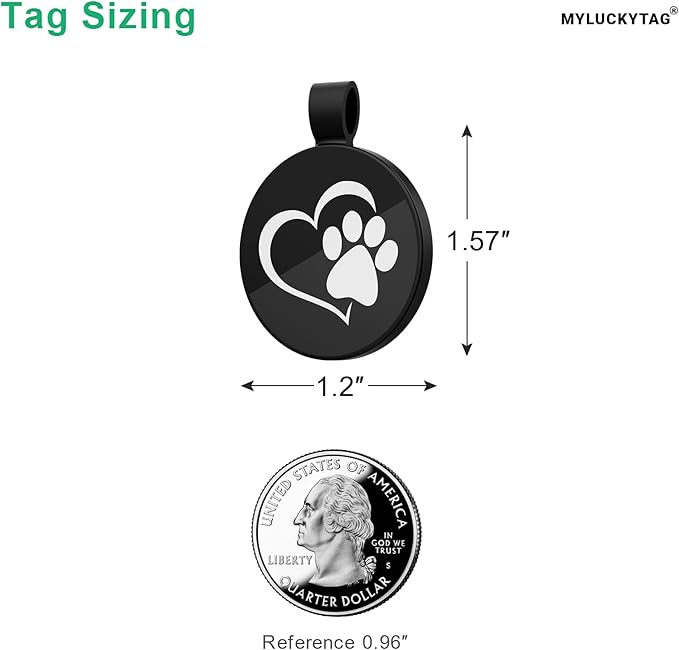 MYLUCKYTAG QR Code Pet ID | Personalized Dog & Cat Collar Tag | Online Profile with Instant Scanned Location Alert Email