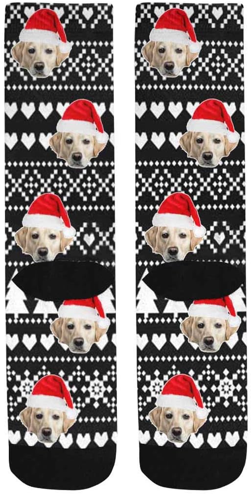 Custom Face Socks, Personalized Dog Lover Pet Photo Picture on Socks Unisex Athletic Crew Socks for Men Women