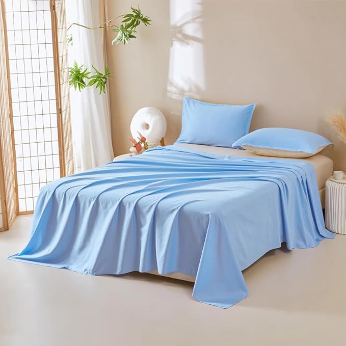 DUJUIKE Waterproof Bed Cover for Dog and Cats,Pet Hair Resistant Bed Sheet Cover, Protective Bed Liner Cover with 100% Waterproof Breathable Thin Fabric (Sky Blue, Queen 78 * 90 inch)