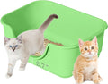 Low Entry Small Litter Box for Kittens, Kitty Plastic Litter Boxes, Open Top, Anti-Splash High Sided Litter Tray Pan for Medium Pets, Puppy, Easy to Clean, 15.7" L*11.8" W*6.7" H (Green)