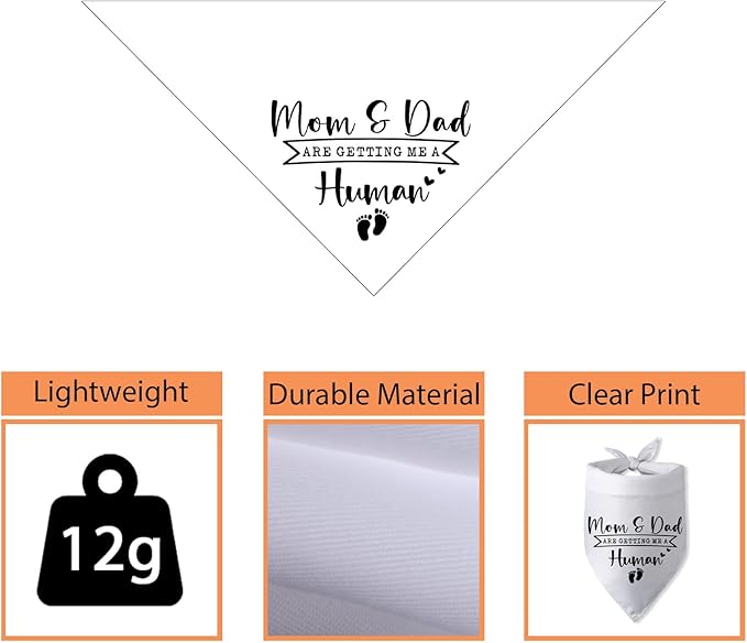 Mom & Dad are Getting Me a Human Dog Bandana Pregnancy Announcement for Parents Cool Gender Reveal Ideas Photo Props Pet Dog Scarf Accessories
