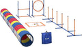 PawHut Dog Agility Training Equipment, 12-Piece Dog Obstacle Course with Adjustable Hurdle & Ring, 4 Tunnels, Weave Poles, Pause Box, Treat Bag, Bowl and Carrying Bag for Indoor Outdoor Use