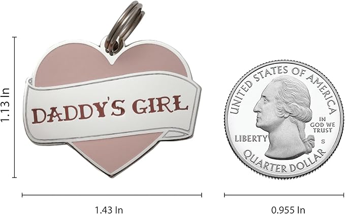Two Tails Pet Company Personalized 'Daddy's Girl' Pet ID Tag & Collar Charm - Custom Engraved Dog Tags for Pets - Luxury Brass, Gold Plating