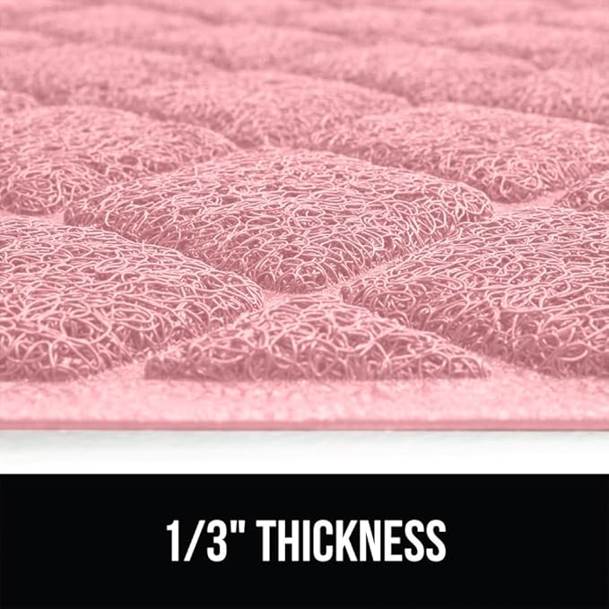 GORILLA GRIP Cat Litter Box Mat, Water Resistant, US Designed Kitty Litter Trapping Mats, Easy to Clean, Scatter Control, Less Mess and Clean Floors, Kitten Supplies for Indoor Cats, 24x17 Light Pink
