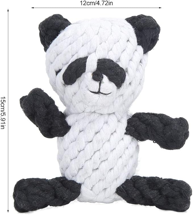 Pet Cotton Rope Biting Chewing Molar Toy, Cartoon Animal Shape & Pure Manual Weaving, Dog Rope Toys with Strong and Hard, Grind and Clean Teeth, Relieve Pressure (Panda)