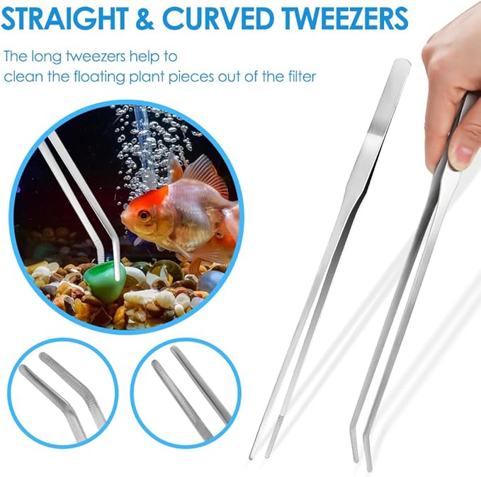 Gutsdoor Aquascape Tools Aquarium Kit, 4PCS Long Aquascaping Tools Stainless Steel Aquatic Plants Set for Fish Tank, Aquarium Plant Trimming