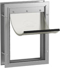 Hakuna Pets Deluxe Aluminum Pet, Cat and Dog Door with 2-Way Locking Panel for Screens, Doors and Walls up to 2.8" Thick, Medium, Silver