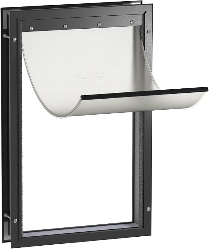 Hakuna Pets Deluxe Aluminum Pet, Cat and Dog Door with 2-Way Locking Panel for Screens, Doors and Walls up to 2.8" Thick, X-Large, Black