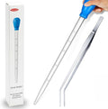 1 Piece Aquarium Coral Feeder with 1 Piece Stainless Steel Feeding Long Tweezers Syringe Spot Coral Feeder Reptile Feeding Tools for Aquatic Plant Reef Anemones Lionfish (Blue, Silvery)