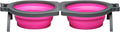 Loving Pets - Bella Roma Double Diner Portable Travel Dog Bowls Collapsible Combined Dog Food & Water Bowls (Pink, Medium)