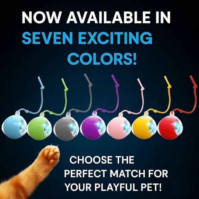 Interactive Electric Automatic Rolling Moving Rechargeable Self Play Stimulation Toy,Smart Pet Chase with Speedy Tail Rope for Bored Indoor Cats (Purple)