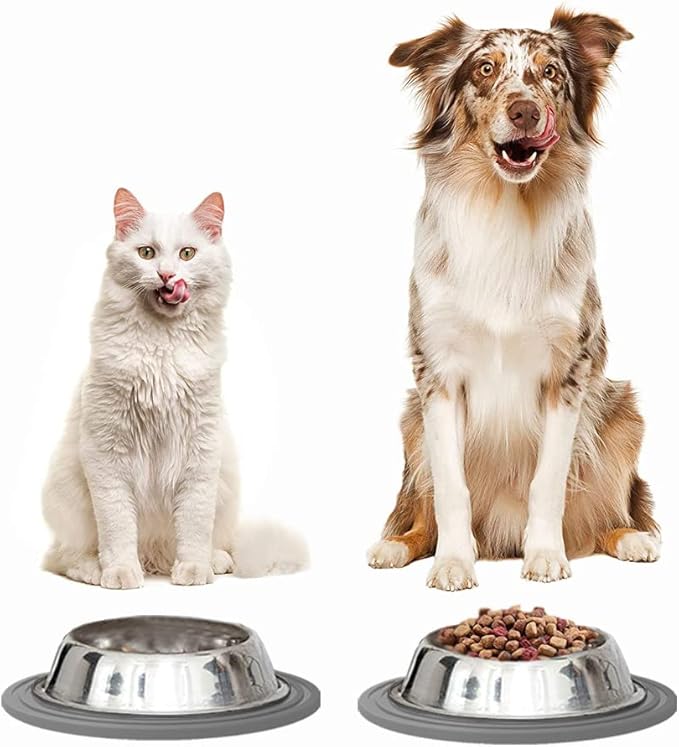 2 Pack Silicone Pet Food Mat, Small Rubber Mat for Dog Bowl, Cat Food Mat, Cat Bowl Mat Placemat Prevent for Food and Water Overflow, 9.5"x9.5"