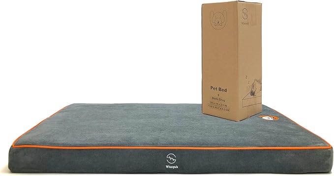 Hard-Wearing Orthopedic Dog Bed for Crate, 29x18 Inch, Made of Memory and HR Foam, Two-Sided Use, Providing Soft and Relatively Hard Support, with an Extra Inner Waterproof Protector (Gray)
