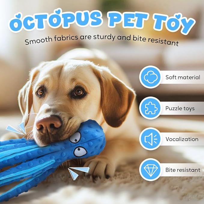 Octopus Dog Toys, No Stuffing Crinkle Dog Toys for Aggressive Chewers, Durable Interactive Chew Toys for Small, Medium and Large Dogs Training and Reduce Boredom (2PCS-C)