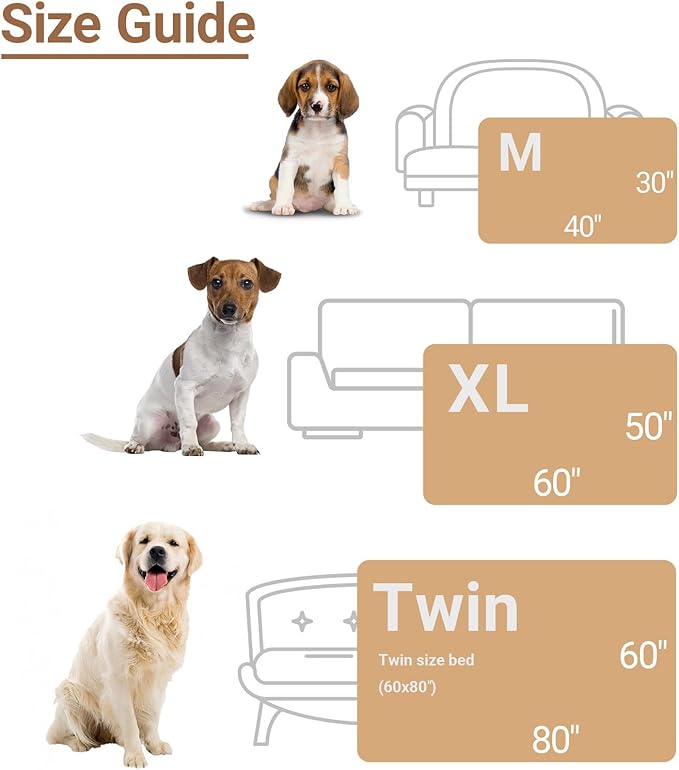 Waterproof Dog Blanket for Medium Dogs - Reversible Washable Pet Blanket, Soft Sherpa Fleece Furniture Protector, Cat Throw Bed Couch, Grey, 30"x40"