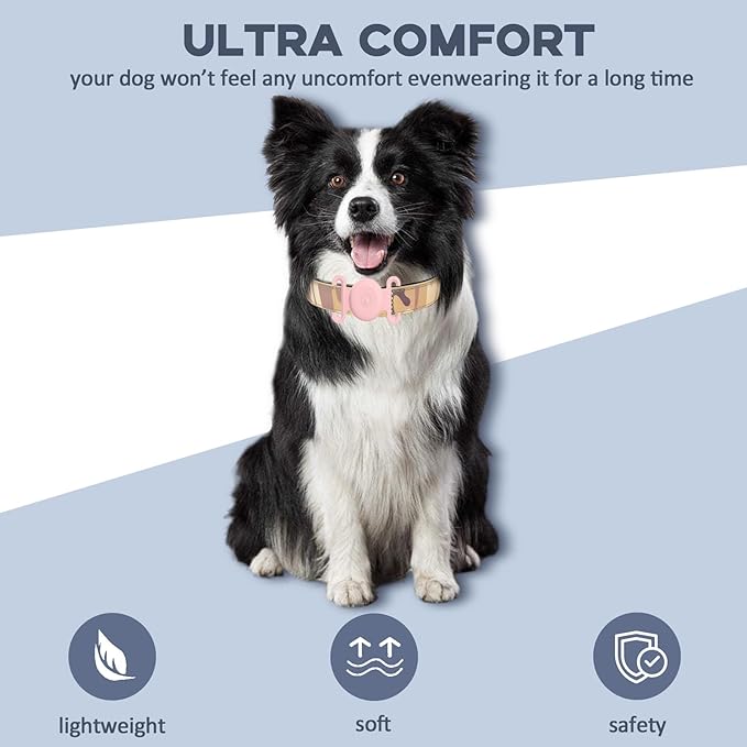 GPS Tracker for Dogs, Mini GPS Pet Tracker with Silicone Cover, IPX8 Waterproof GPS Tracker for Kids,No Monthly Fee,Work with Apple Find My(iOS Only),Dog Tracker Finder Tracker Pets-Pink-6
