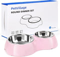 Double Dog Bowls Set – Non-Slip Pet Food & Water Dishes with Resin Stand, Includes Small (1 Cup) & Medium (2 Cups) Bowls – Ideal for Puppies and Cats– Pink