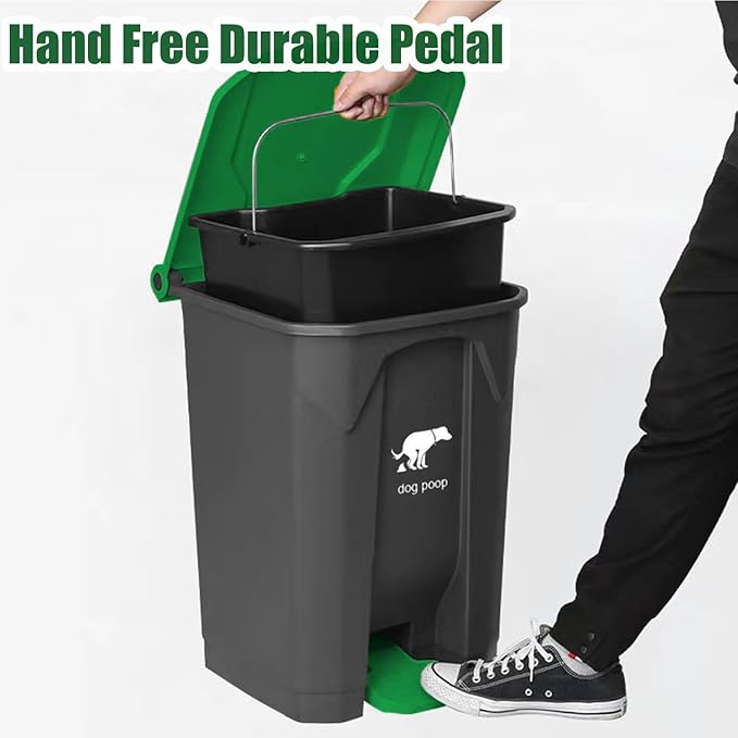 Yatmung 20L/5Gallon Dog Poop Trash Can Outside - Hands-Free Pedal Pet Waste Bin with Removable Inner Bucket - Backyard, Porch, Garage, Yard, Odorless - Dogs Poop Garbage Can Outdoor with Waste Bags