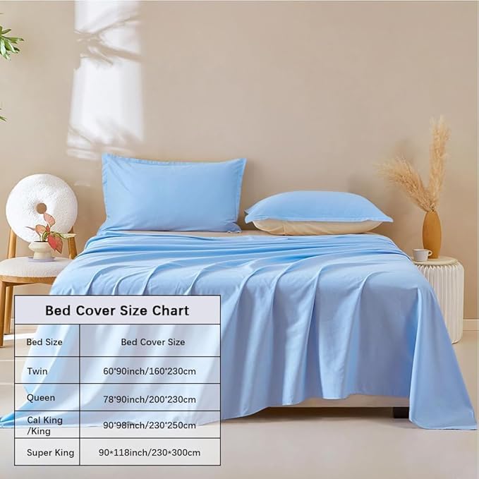 DUJUIKE Waterproof Bed Cover for Dog and Cats,Pet Hair Resistant Bed Sheet Cover, Protective Bed Liner Cover with 100% Waterproof Breathable Thin Fabric (Sky Blue, Super King 90 * 118 inch)