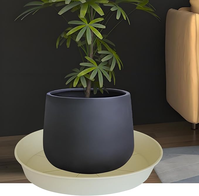 2 Pack of 20 21 inch Plant Saucer Round, Deep Plant Saucers for Pots, Heavy Duty Plastic Plant Drip Tray for Indoors Outdoor, Bird Bath Bowls, Plant Trays for Planter 19-22" (21 inch, Beige)