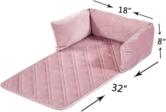 Brilliant Sunshine Premium Calming Dog Bed Mat, Silky Velvet, Removable Washable Cover, Cushion Protector and Couch Covers for Dogs, Pets, Cats, Small, Silver Pink