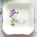 Personalized Floral Jewelry Dish, Engaged Ring Dish, Custom Trinket Dish Engagement Gift for Newly Engaged Couple, Mr and Mrs Ring Dish Just Married Valentines Gifts Keepsake