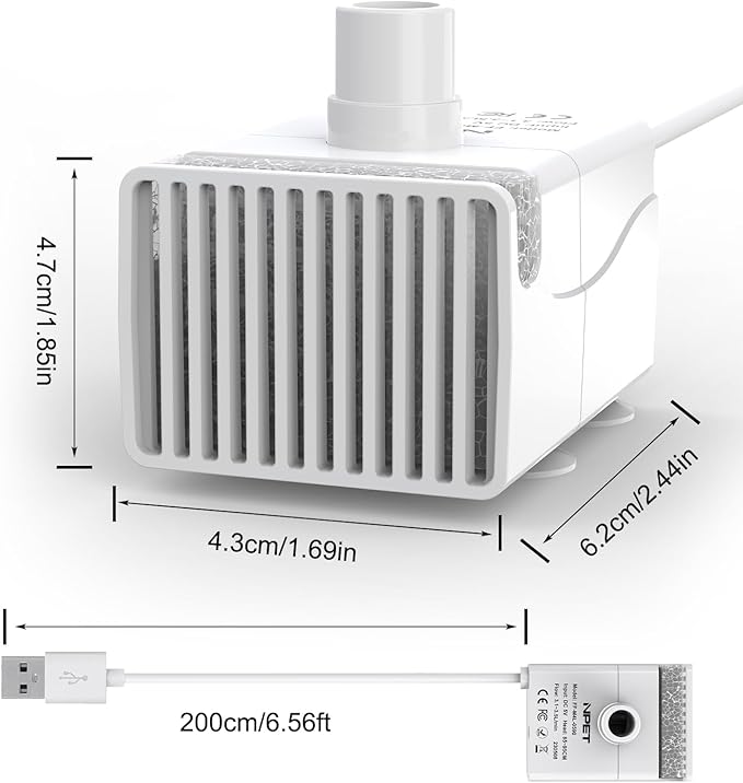 NPET DF10 Dog Water Fountain, 170oz/1.3Gallon/5L Large Automatic Pet Water Dispenser Cat Water Fountain with Cleaning Kit, Replacement Filter for Cat, Dogs, Multiple Pets (Replacement Pump)