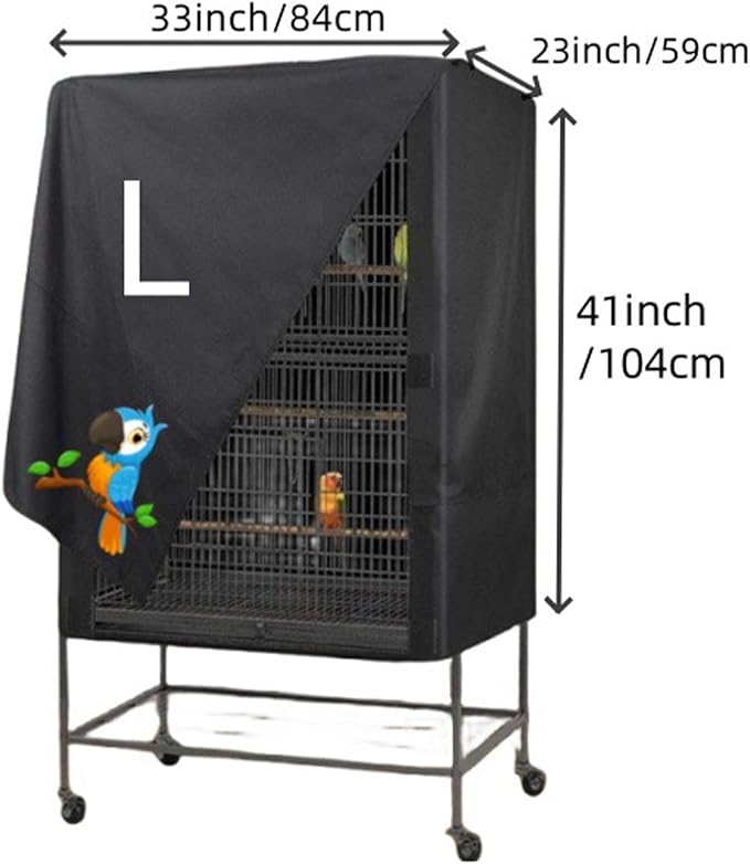 Bird Cage Cover, Large Bird Cage Covers for Night, Waterproof Parrot Cage Protector Covers, Good Night birdcages Covers for Parrot House, Black, 4 Sizes