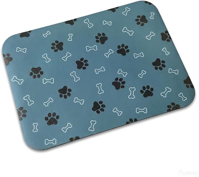 Pet Cat Dog Food Mat Non Slip Mat for Dog Water Bowl Mat Quick Dry Absorbent Cat Feeding Mat, 32 * 17 in, Blue
