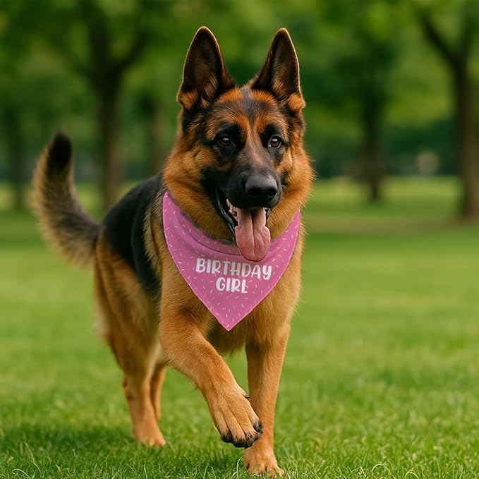 Happy Birthday Dog Bandana, Pink Birthdays Party Pet Scarf, Adjustable Triangle Dog Bandana for Small and Medium Dogs, Fun Party Dogs Accessory for Birthday Celebrations