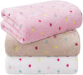 LINENLUX 1 Pack 3 Blankets Super Soft Fluffy Premium Fleece Dog Blankets for Puppy Cat Pet Blanket Flannel Throw Warm Sleep Polka Dot 40x31 inches