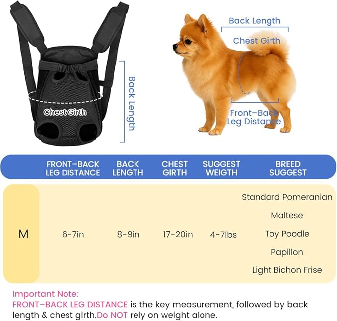 Mosago Dog Backpack Carrier, Adjustable Pet Front Carriers, Legs Out Carrying Sling Travel Bag for Small Medium Dogs 4-7 Lbs, Soft Wearable Puppy Chest Carry Backpacks for Walking/Hiking/Camping
