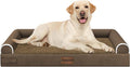 Large Dog Bed Orthopedic Washable: Beds Bolster XL Bed Large Big Dogs Egg Crate Foam Couch Sofa Waterproof with Removable Cover - Dark Coffee