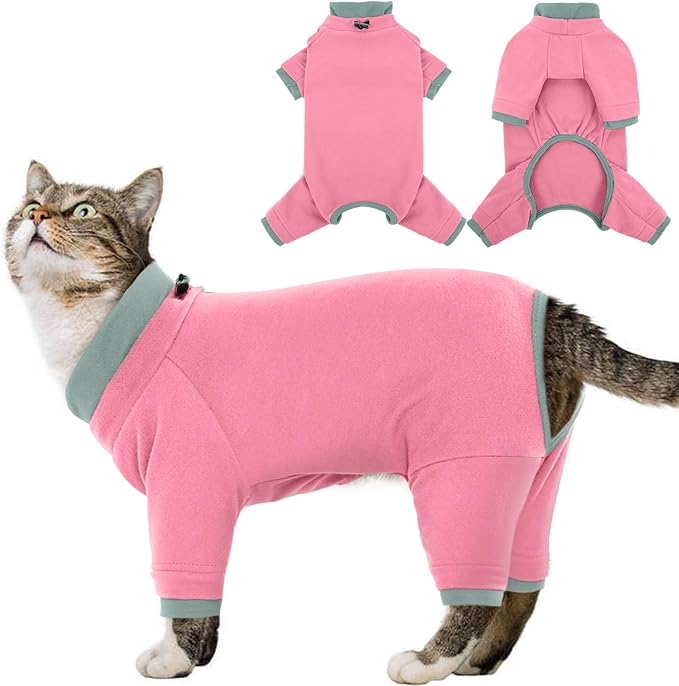 Sticky Cat Clothes Stretchy, Sphynx Hairless Sweater & Pajamas for Cats only, Soft Cat Onesie for Cats After Surgery Female Male & Hair Loss Prevention, Pink 2XL