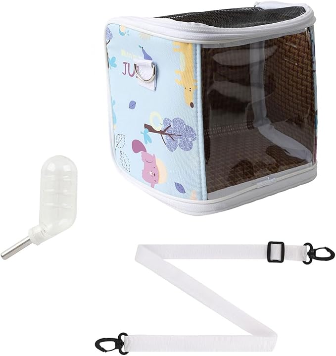 Guinea Pig Carrier with Water Feeder, Small Animal Hamster Carry Pouch with Ventilated Design and Clear Window, Chinchilla Travel Carrier for Bird Parrot Guinea Pigs Pet Transportation