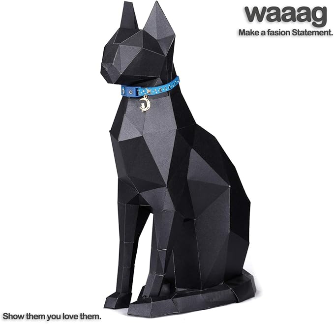 WAAAG Cat Collars, Gold Moons and Stars Cat Collar, Safety Breakaway Cat Collar, Glow in The Dark (Standard 9"-15" Neck, Royal Blue)