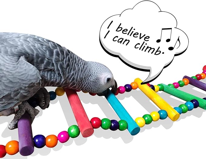 DS. DISTINCTIVE STYLE Bird Ladder Toys Coloured Flexible Parrot Swing Bridge Wooden Cockatiel Cage Hanging Climbing Ladder