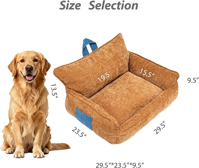 Orthopedic Dog Bed with Memory Foam, Washable Plush Pet Bed for Small, Medium & Large Dogs, Cozy Bolster Crate Dog Bed for Joint Support & Comfort.(Orange)