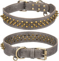 Spiked Dog Collar Soft Pu Leather Mushrooms Rivet Spike Studded Puppy Adjustable Pet Collars for Small Breeds (M, Grey2)